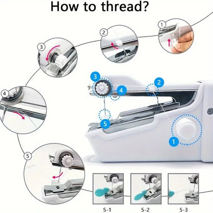 Trendemart Stitch Handheld Cordless Portable White Sewing Machine