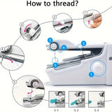 Trendemart Stitch Handheld Cordless Portable White Sewing Machine