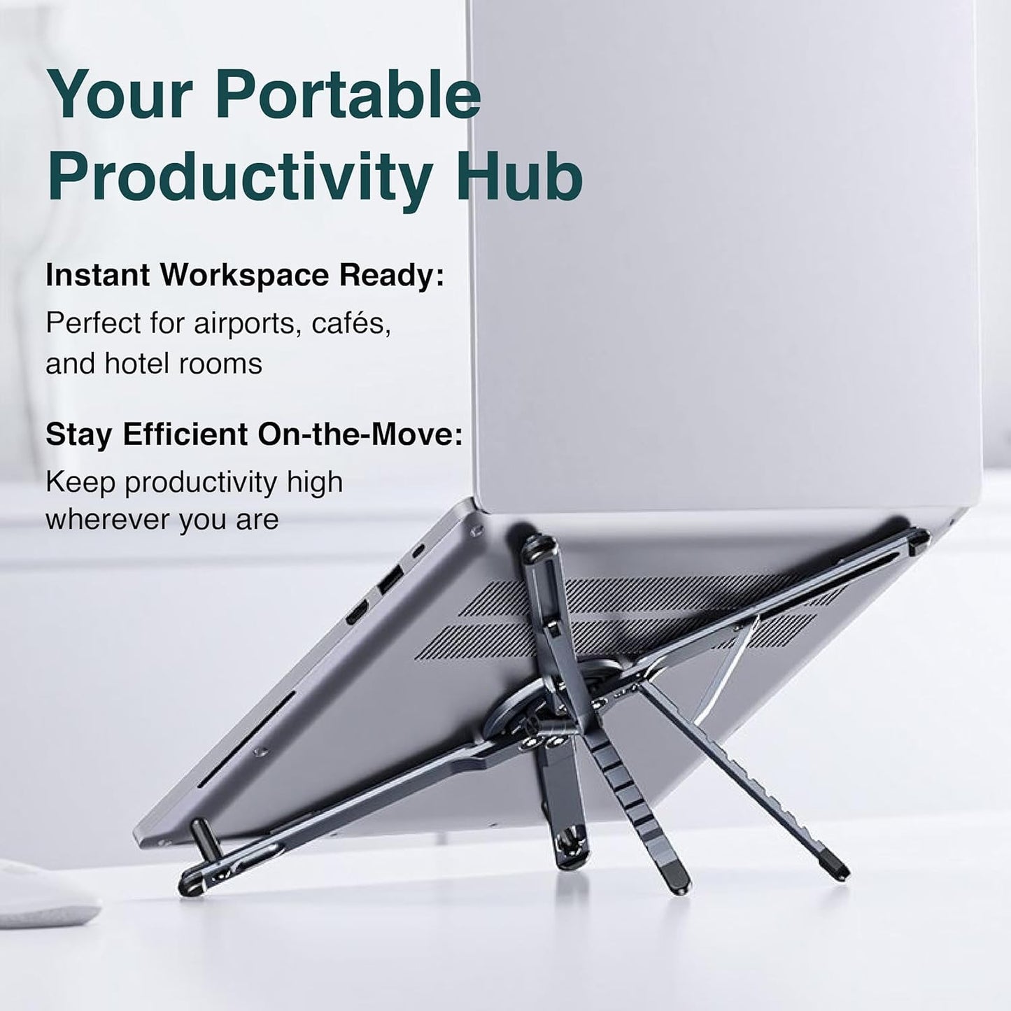 Trendemart 4-in-1 Foldable Aluminium Stand | Phone, Tablet, Laptop & Selfie Stick