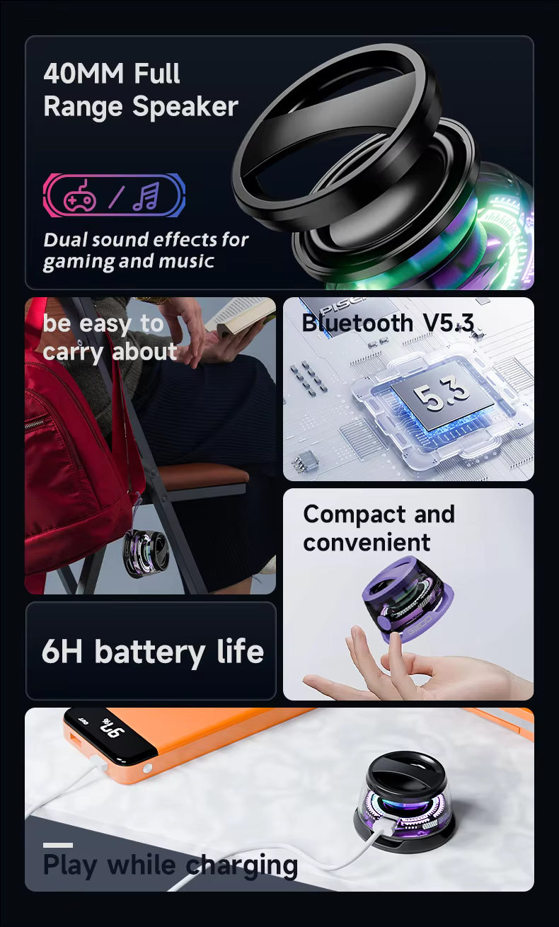 Magnetic Bluetooth Speaker - 40mm Full Range Driver for Clear Sound Quality