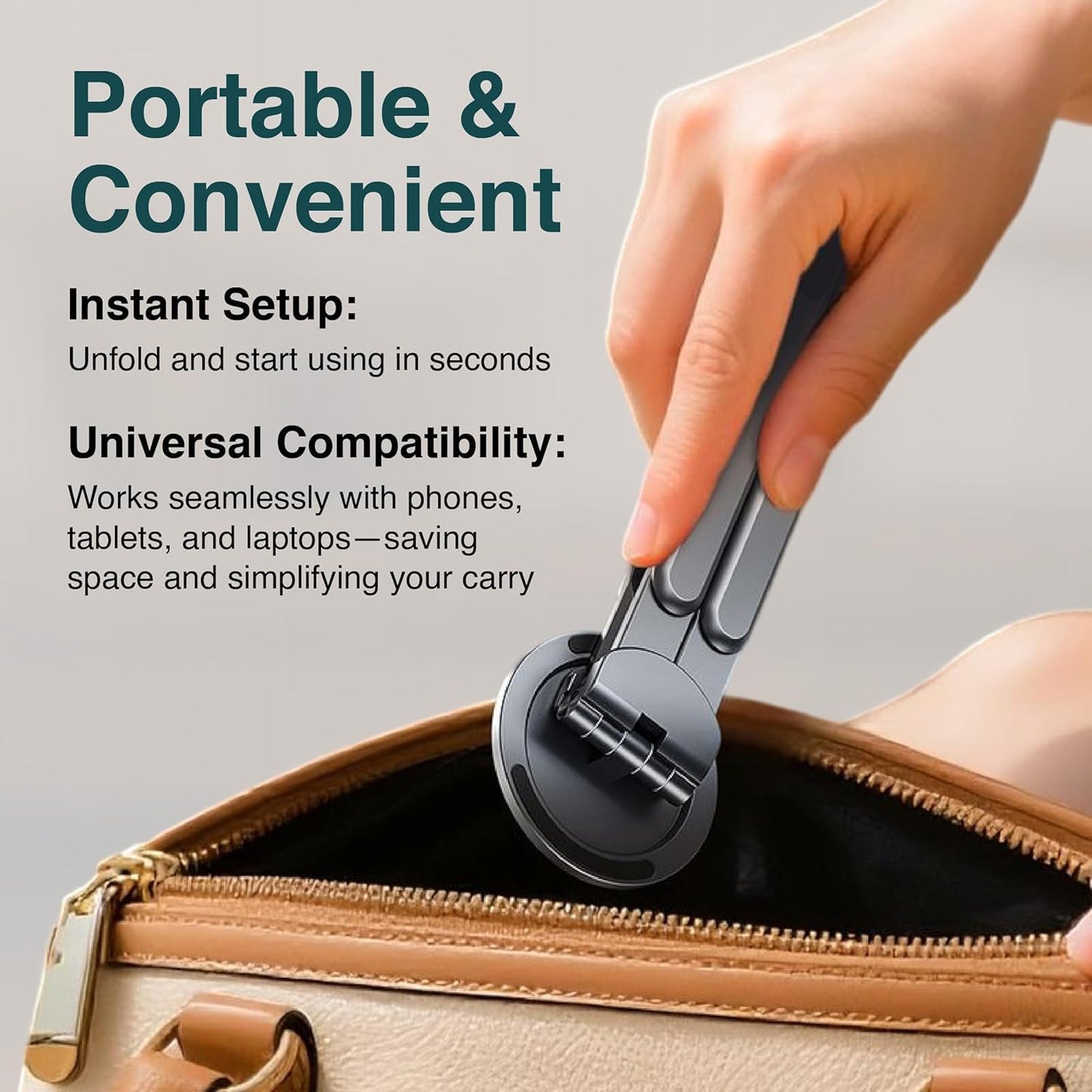 Trendemart 4-in-1 Foldable Aluminium Stand | Phone, Tablet, Laptop & Selfie Stick
