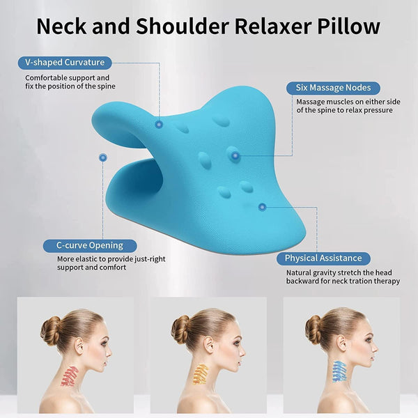 Trendemart Expertomind Neck Relaxer Expertomind Neck Relaxer | Cervical Pillow | Neck & Shoulder Support for Pain Relief | Chiropractic Acupressure Massage | Durable and Soft | Portable & Easy to Carry - Blue Color Massager (Blue)