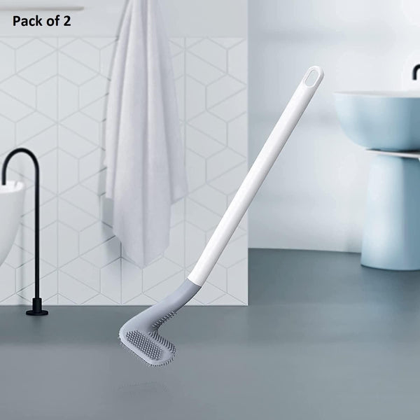 Trendemart Toilet Brush- Wall-Mounted Long-Handled Golf Head Toilet Brush with Hook Pack of 2