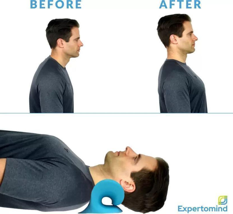 Trendemart Expertomind Neck Relaxer Expertomind Neck Relaxer | Cervical Pillow | Neck & Shoulder Support for Pain Relief | Chiropractic Acupressure Massage | Durable and Soft | Portable & Easy to Carry - Blue Color Massager (Blue)
