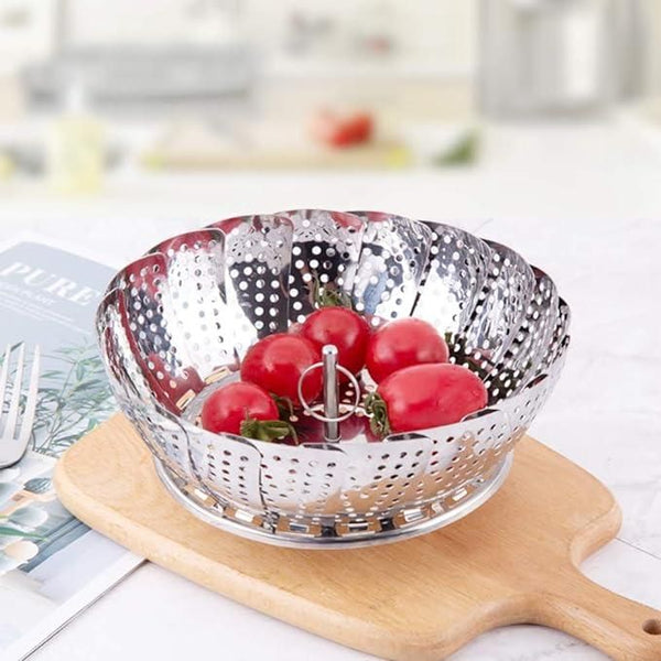 Trendemart Stainless Steel Steamer basket for Veggie/Seafood with Safety Tool
