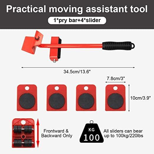 Trendemart Furniture Lifter -Furniture Lifter Mover Tool Set Heavy Duty Furniture Shifting Lifting Moving Tool with Wheel Pads