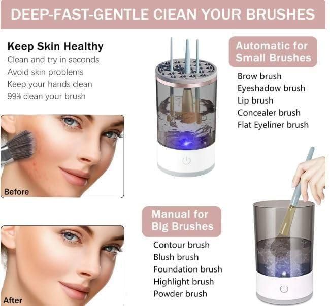 Trendemart Make Up Brush Cleaner,Electric Brush Cleaner, USB Rechargeable Automatic Deep Cosmetic Cleaning Device