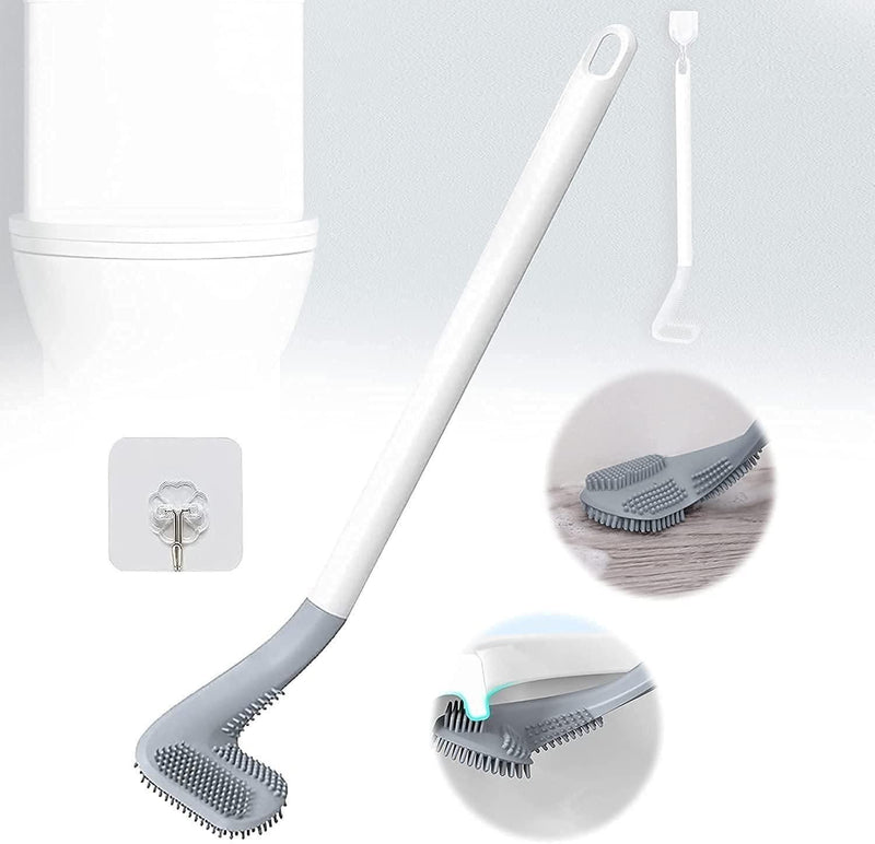 Trendemart Toilet Brush- Wall-Mounted Long-Handled Golf Head Toilet Brush with Hook Pack of 2