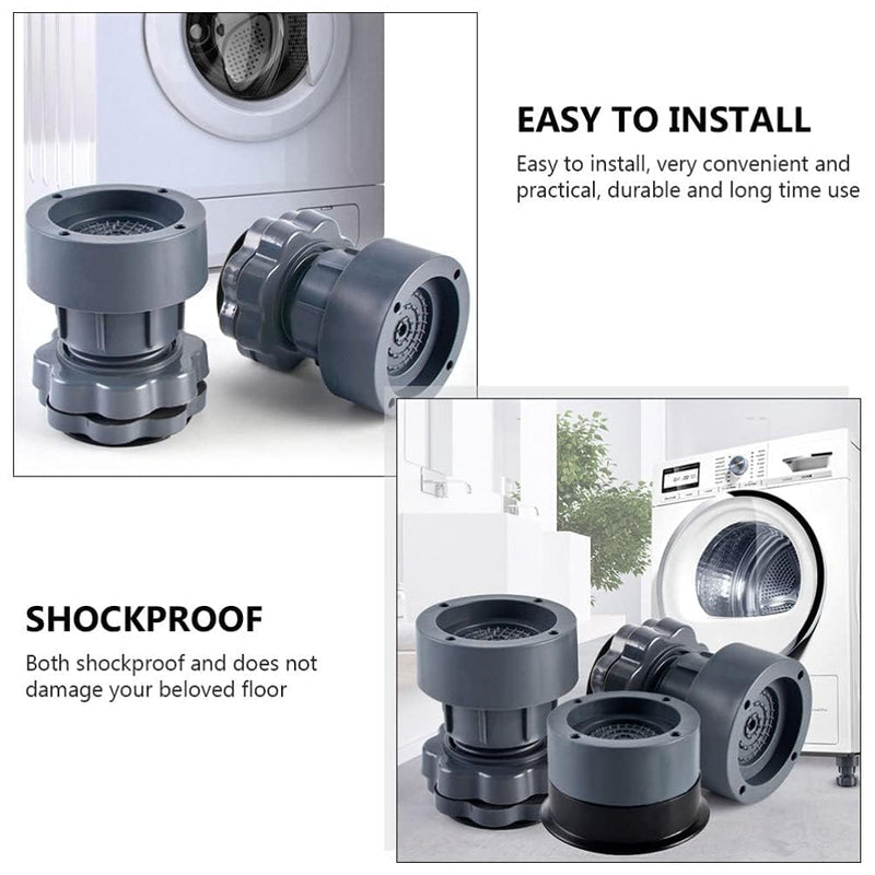 Washing Machine Vibration Pads, Floor Trays, Refrigerator Stand (4 Pcs Set)