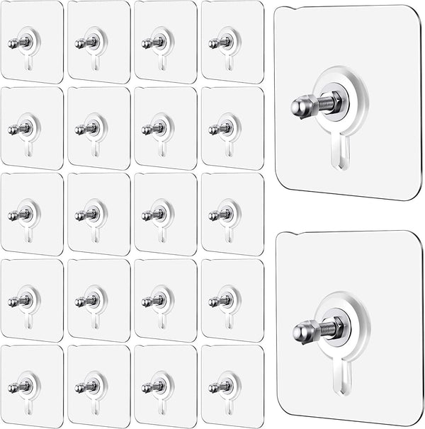 Wall Hooks, Adhesive Wall Screws Hanging Nails, No-Drilling Waterproof Screw Free Stickers for Hanging, Heavy-Duty Adhesive Wall Mount Screw Hooks for Kitchen Bathroom Bedroom Living Room 10 Pcs
