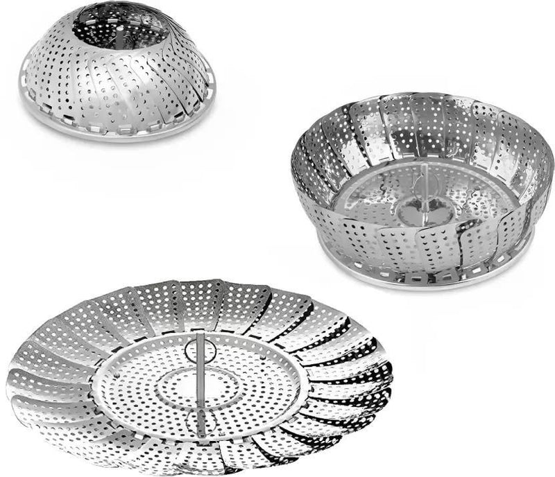 Trendemart Stainless Steel Steamer basket for Veggie/Seafood with Safety Tool