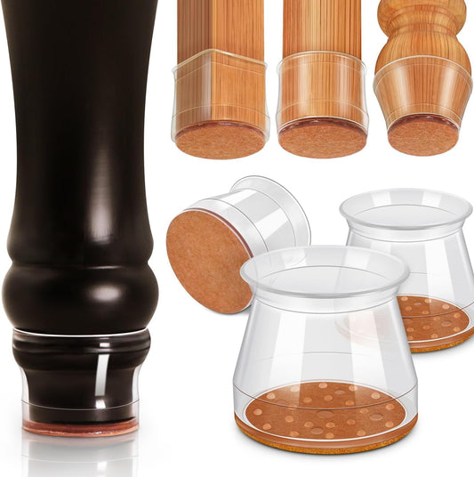 Trendemart Silicone Chair Leg Protectors with Felt for Hardwood Floors