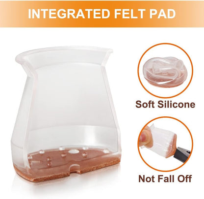 Trendemart Silicone Chair Leg Protectors with Felt for Hardwood Floors