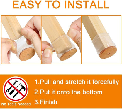 Trendemart Silicone Chair Leg Protectors with Felt for Hardwood Floors