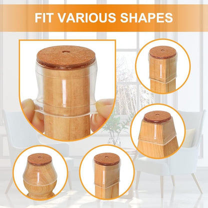 Trendemart Silicone Chair Leg Protectors with Felt for Hardwood Floors