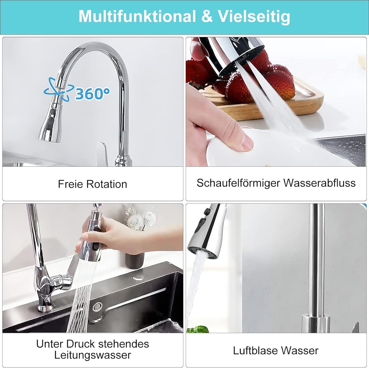 Trendemart 3 Mode Kitchen Sink Faucet Sprayer Head