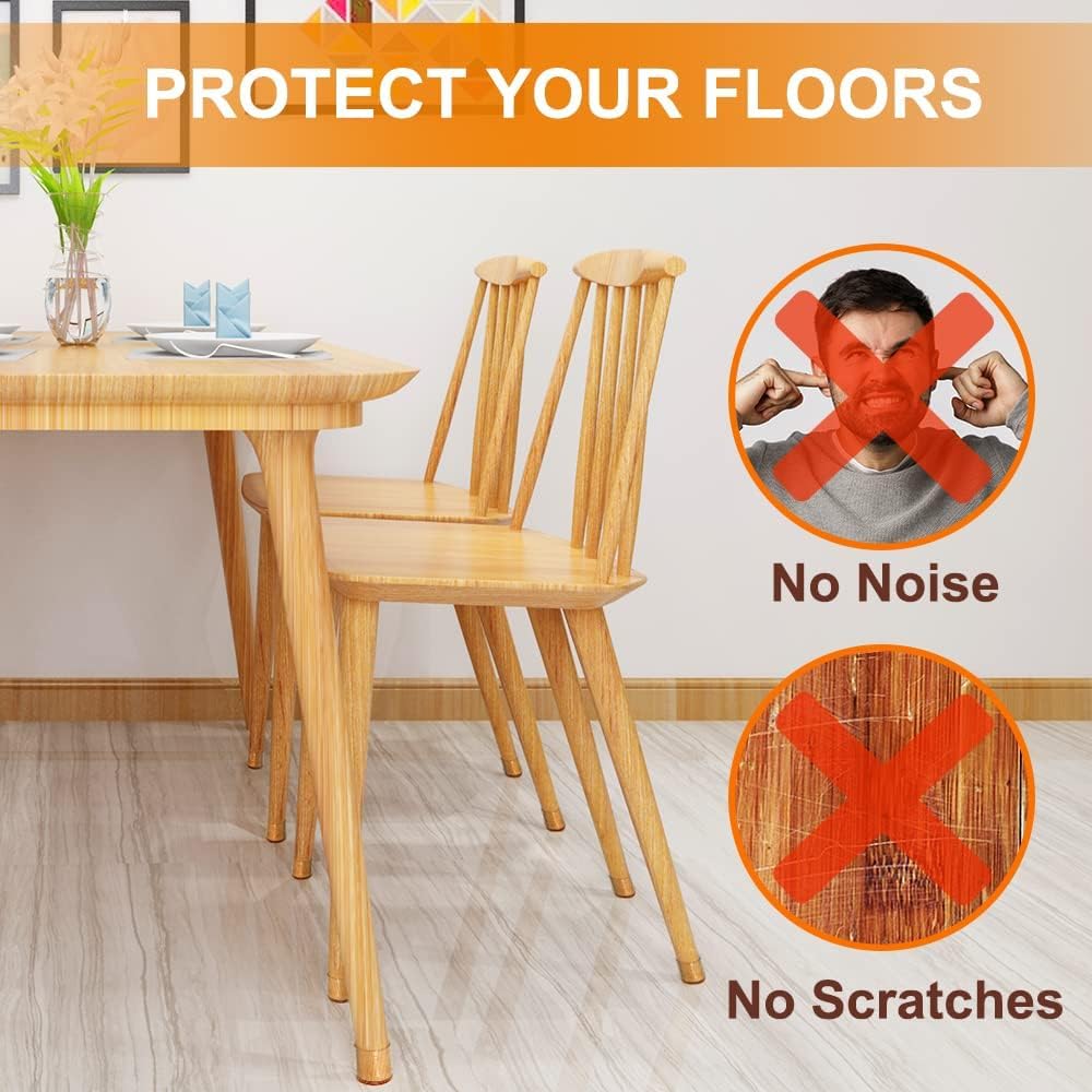 Trendemart Silicone Chair Leg Protectors with Felt for Hardwood Floors