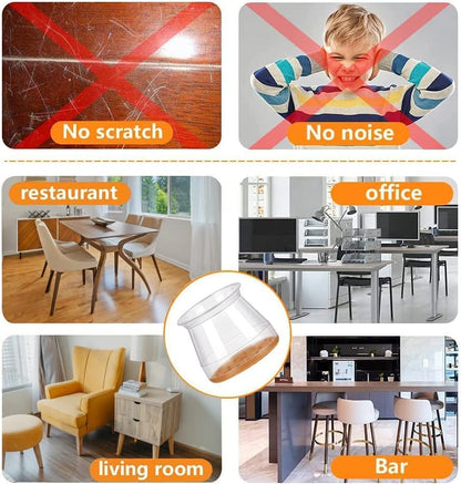 Trendemart Silicone Chair Leg Protectors with Felt for Hardwood Floors
