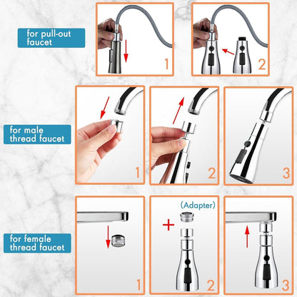 Trendemart 3 Mode Kitchen Sink Faucet Sprayer Head