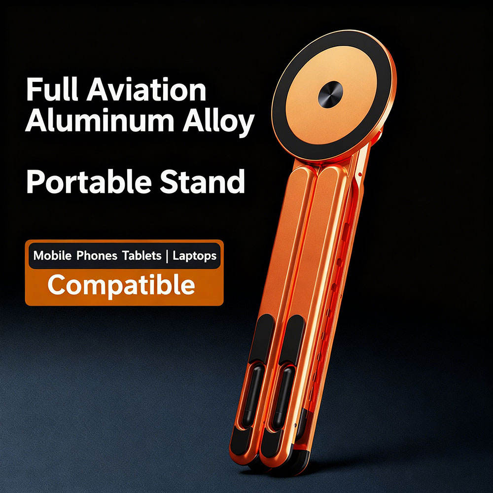 Trendemart 4-in-1 Foldable Aluminium Stand | Phone, Tablet, Laptop & Selfie Stick