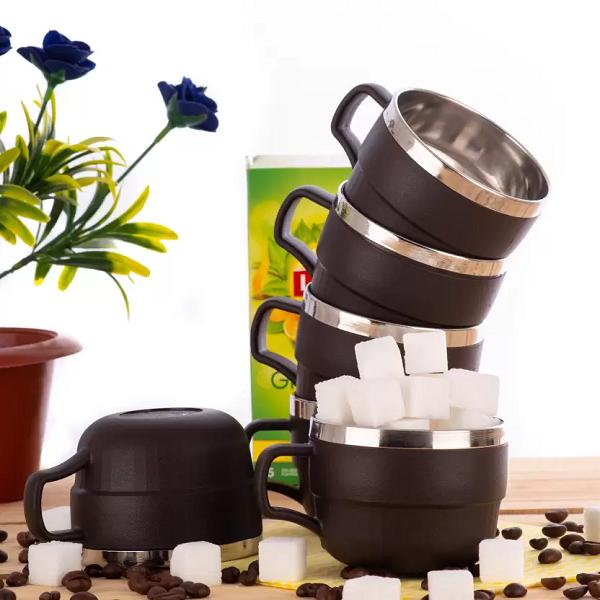 Trendemart Plastic 300 ml Tea Coffee Milk Cup & Mug with Lid Insulated Steel (Pack of 6)