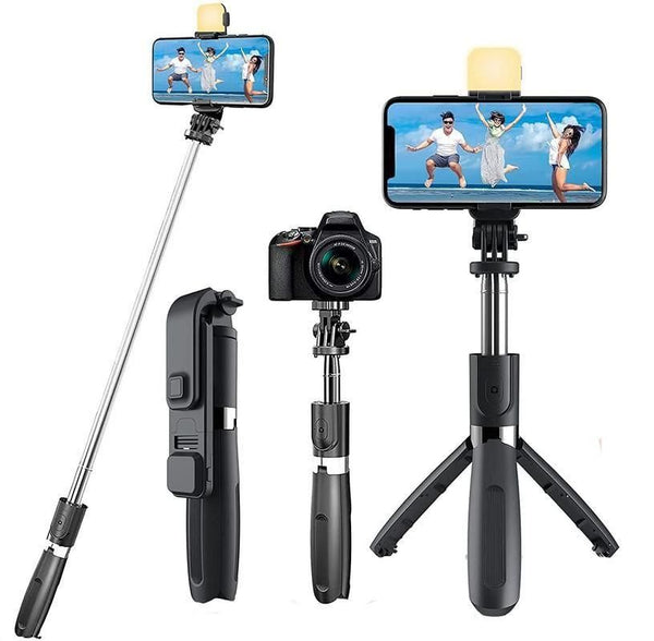 Trendemart Extendable Flash 3-in-1 Selfie Stick Tripod with Bluetooth Remote