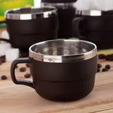 Trendemart Plastic 300 ml Tea Coffee Milk Cup & Mug with Lid Insulated Steel (Pack of 6)