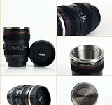 Trendemart Plastic Camera Lens Shaped Coffee Mug With Lid, 350ml (Black)