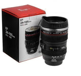 Trendemart Plastic Camera Lens Shaped Coffee Mug With Lid, 350ml (Black)